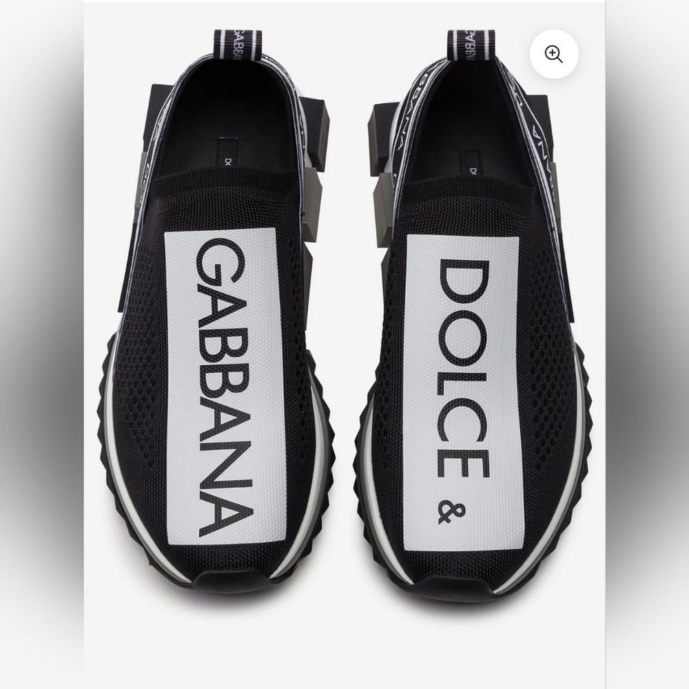 Dolce & Gabbana Sorrento Size 38/7.5 Black/White Knit Fabric Slip On